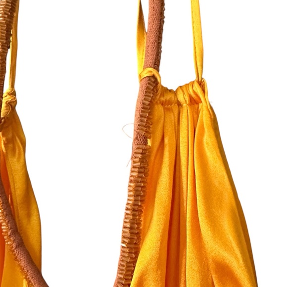 NWT Cult Gaia Salee Strappy Hand Beaded Silk Gown Marigold Size 4 - Picture 7 of 15